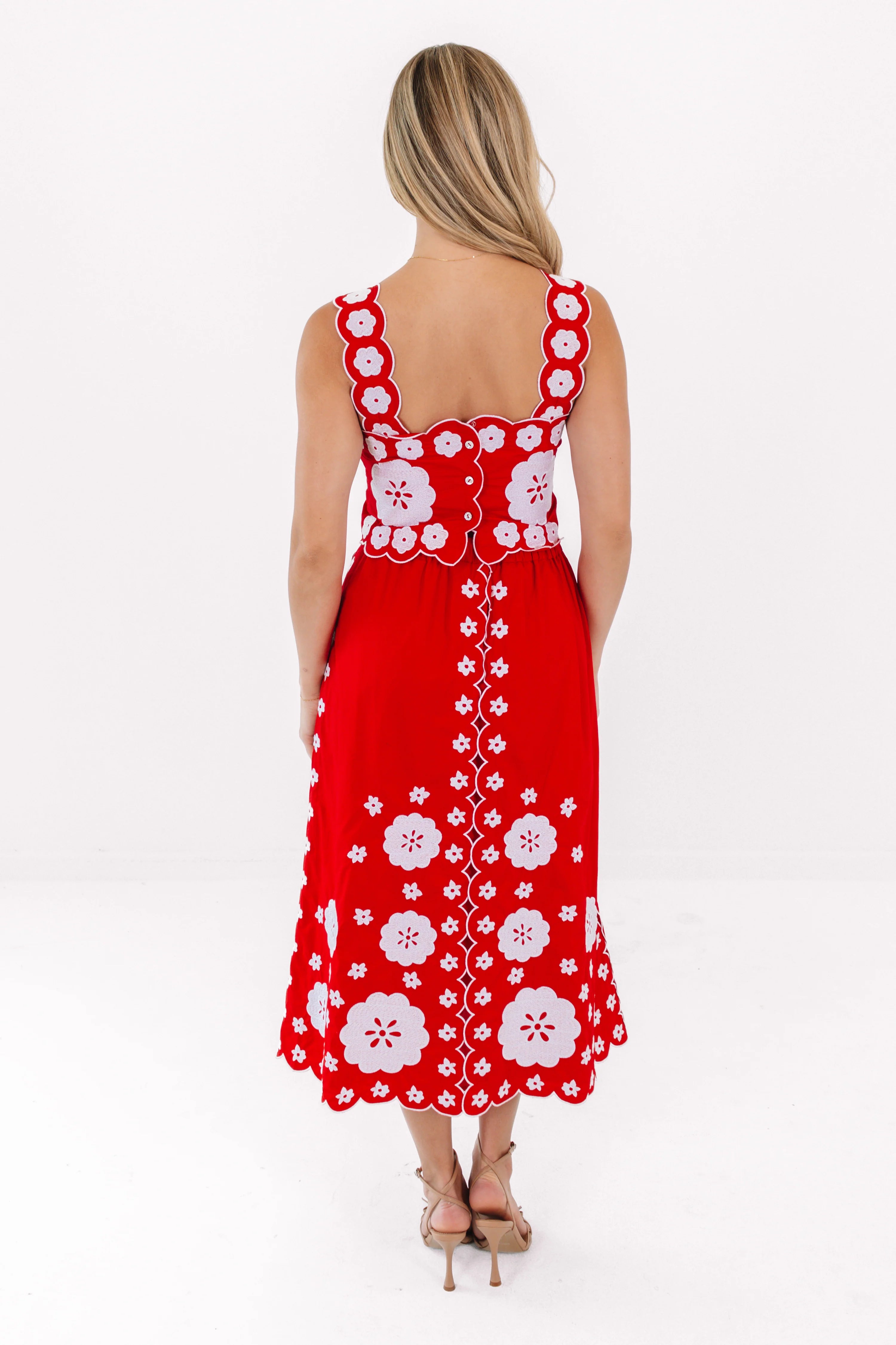 J Marie Ember Midi Skirt Set | Red