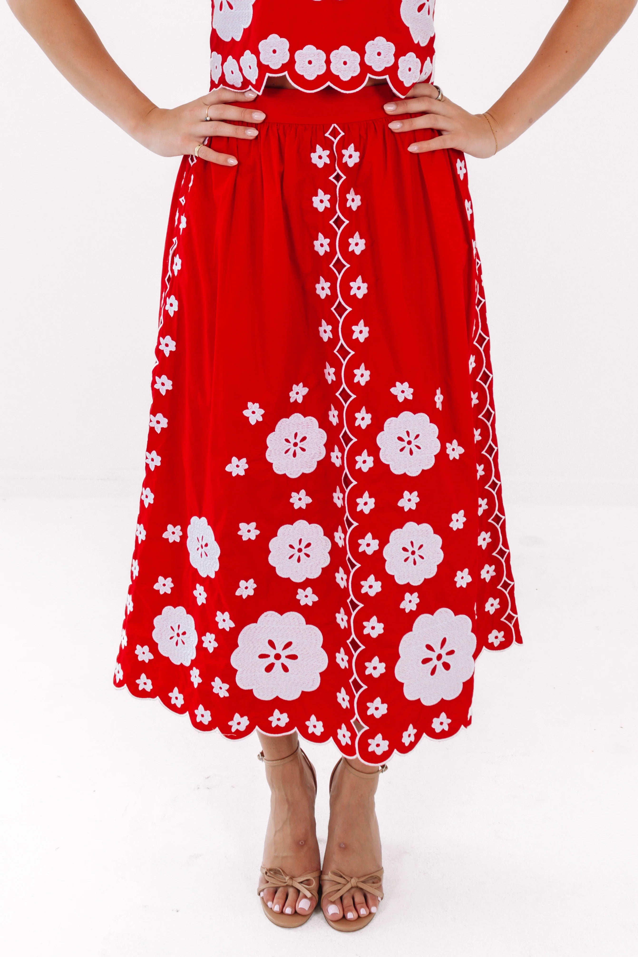J Marie Ember Midi Skirt Set | Red