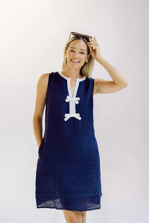Navy Bleu Erin Dress - Navy Bow