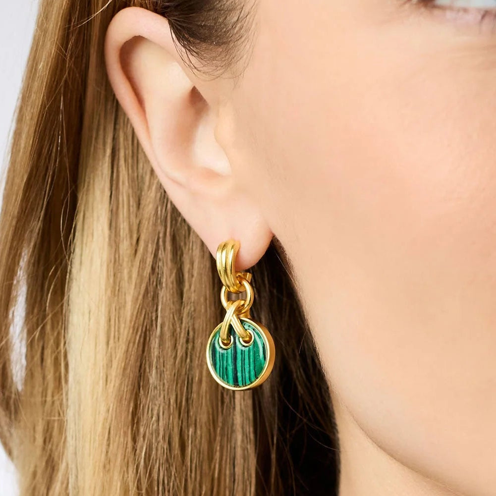 Julie Vos Essex Hoop & Charm Earring | Malachite Green