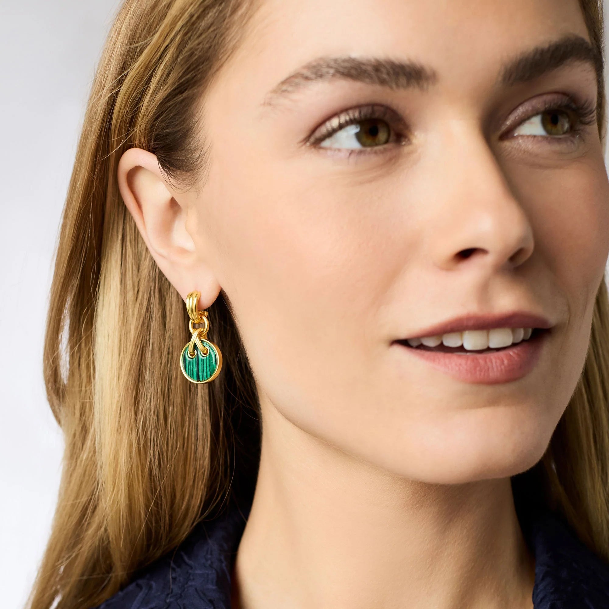 Julie Vos Essex Hoop & Charm Earring | Malachite Green
