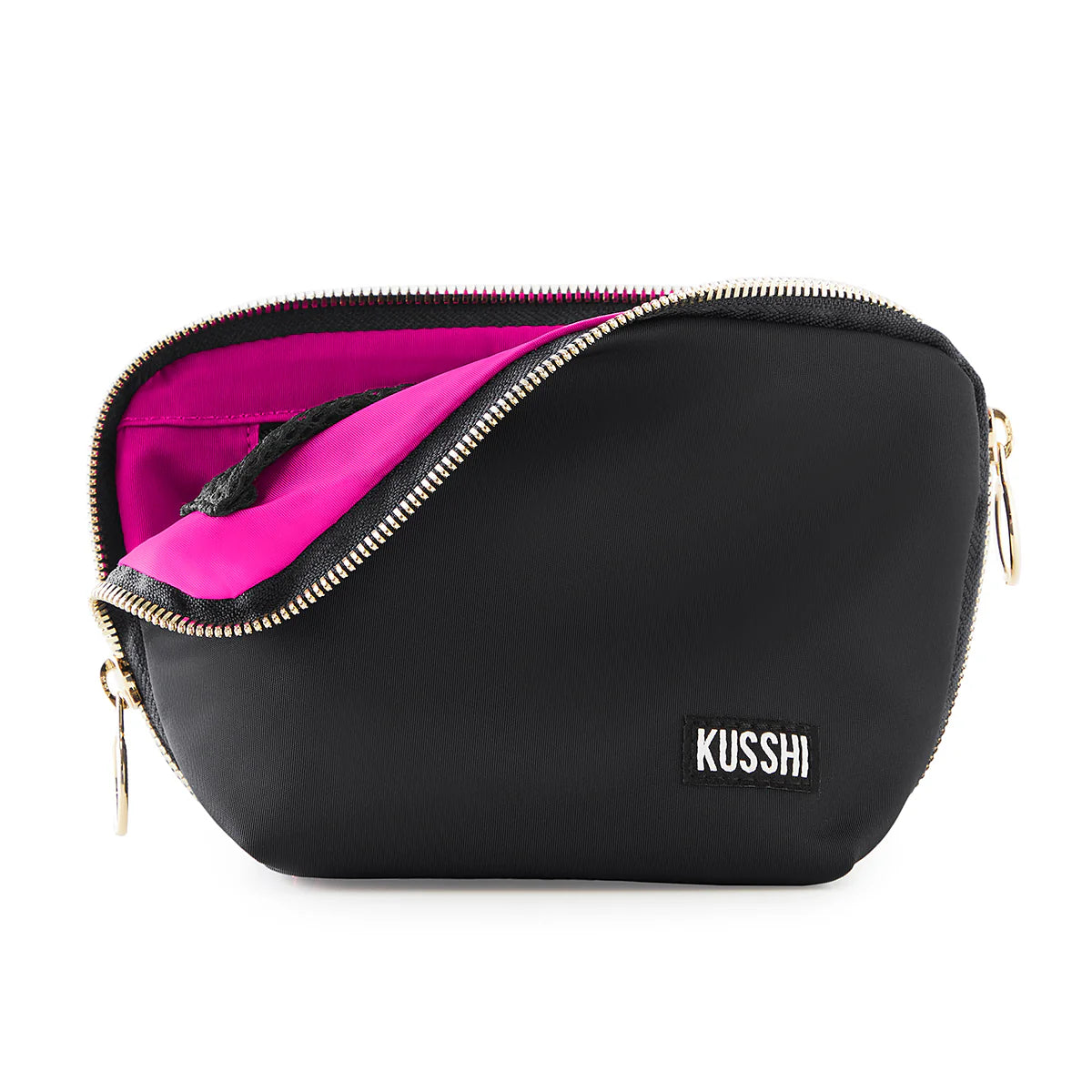 KUSSHI Everyday Makeup Bag - Black/Pink