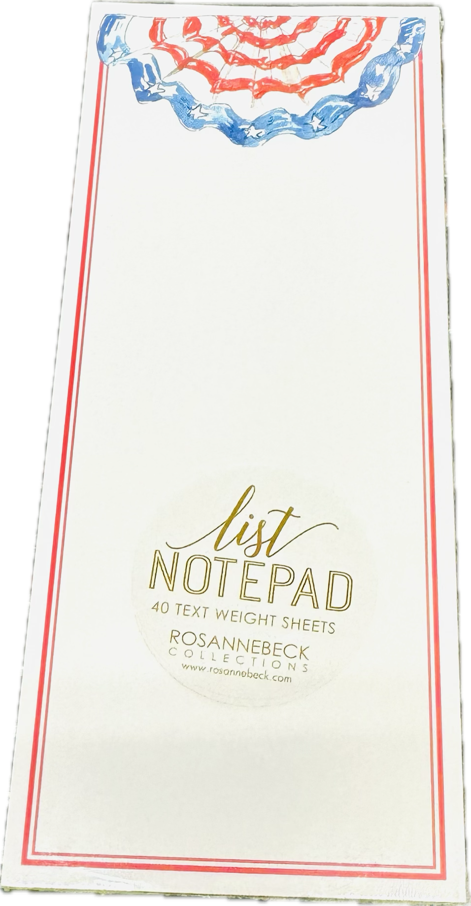 Skinny Notepad - Patriotic Banner Fan with Red Border