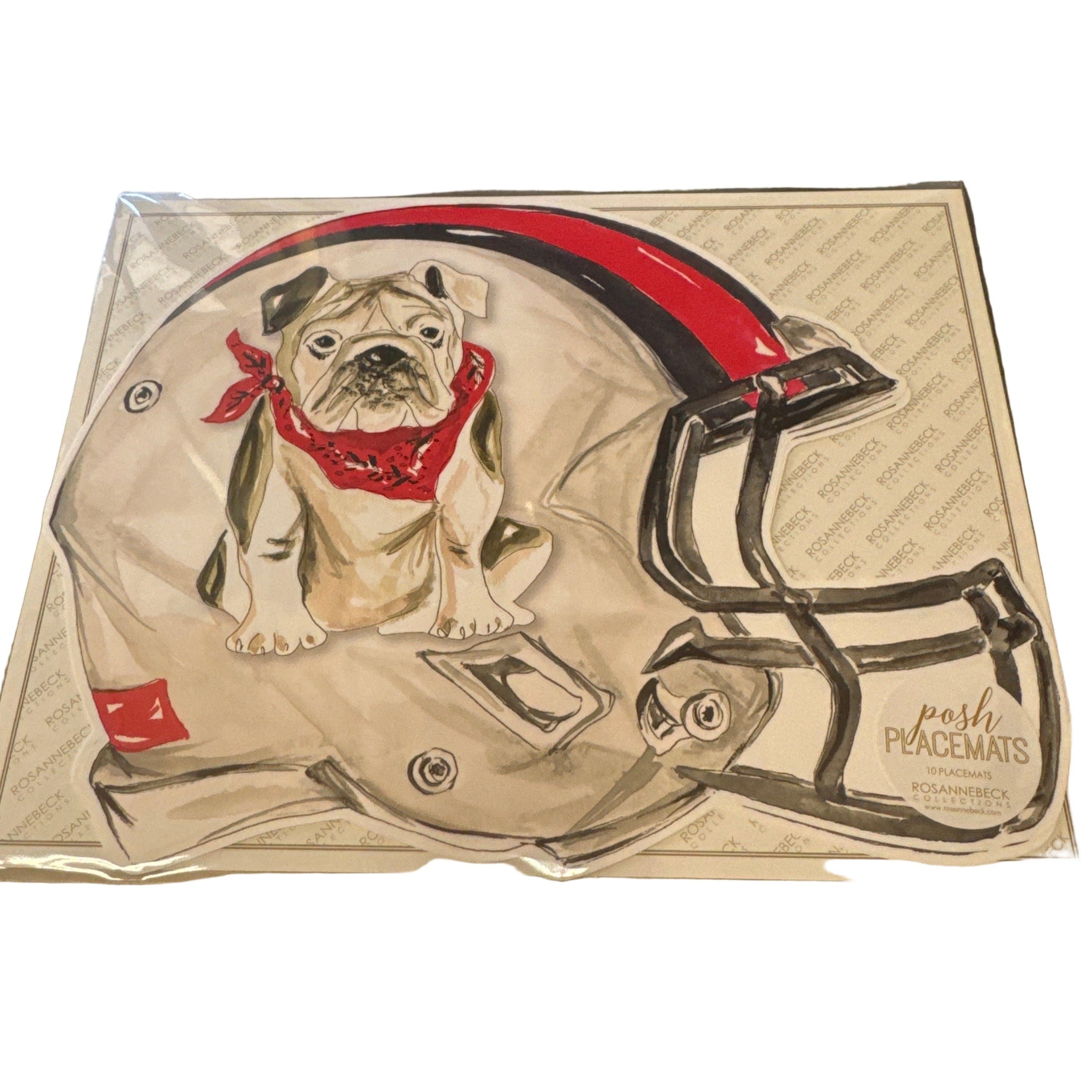 Red & Black Bulldog Helmet Placemat