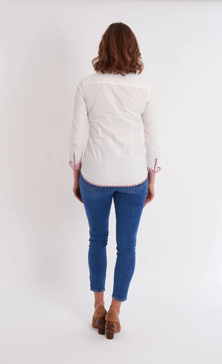 CK Bradley Bryson Button Down - White/Mulberry Stripe