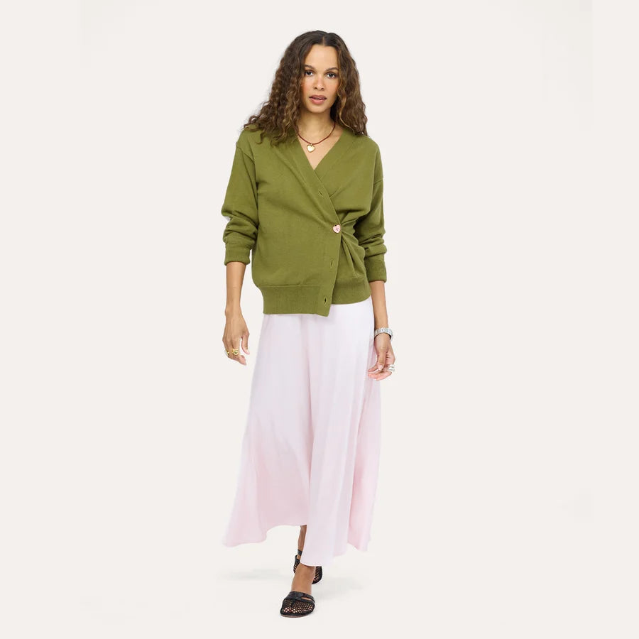 Kerri Rosenthal Jackie Cotton Cardigan | Light Army Green