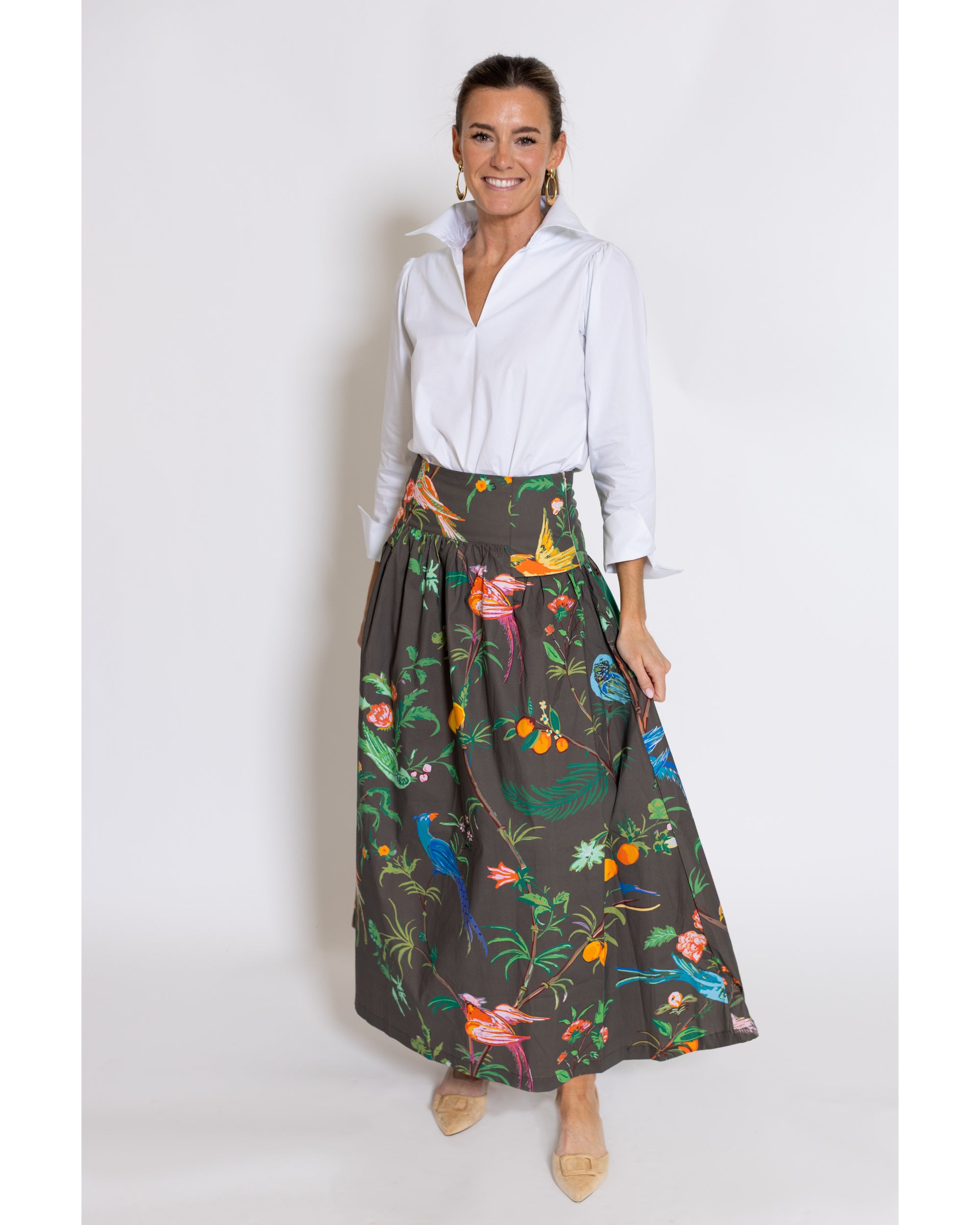 House of MBR Sadie Drop Waist Maxi Skirt | Feather Frolic