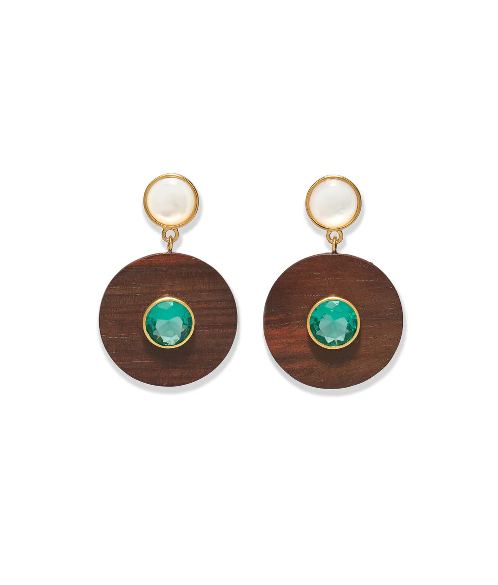 Lizzie Fortunato Taj Disc Earrings in Acacia Wood