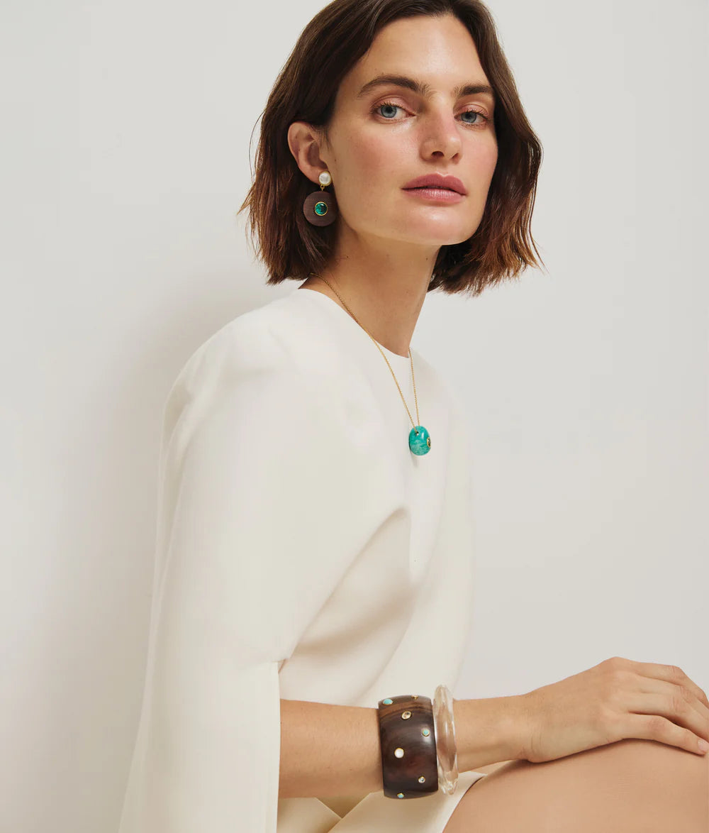 Lizzie Fortunato Taj Disc Earrings in Acacia Wood