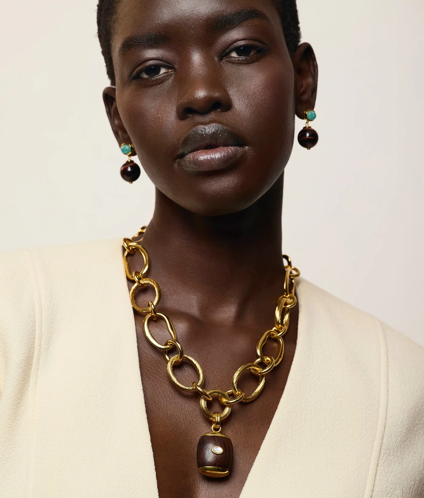 Lizzie Fortunato Beacon Charm Necklace in Acacia Wood