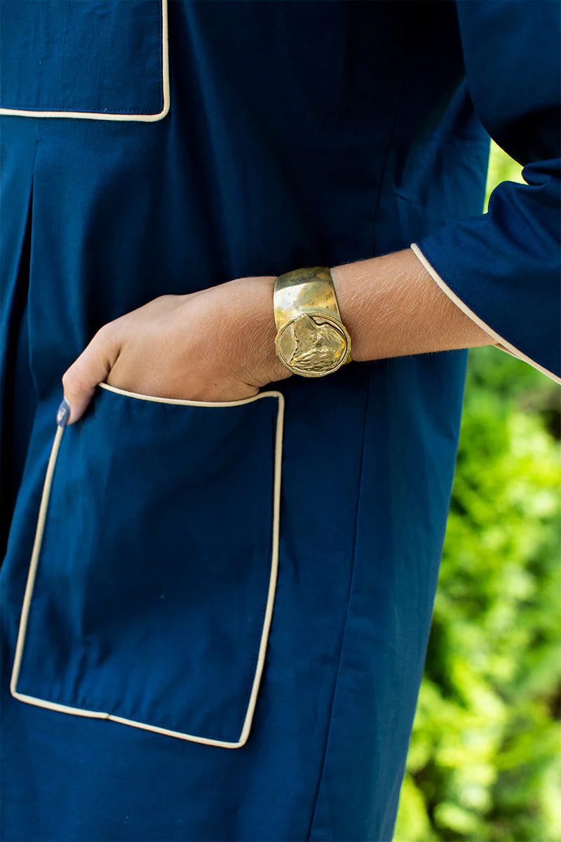 HOUSE OF MBR Cassidy Short Navy & Camel Dress