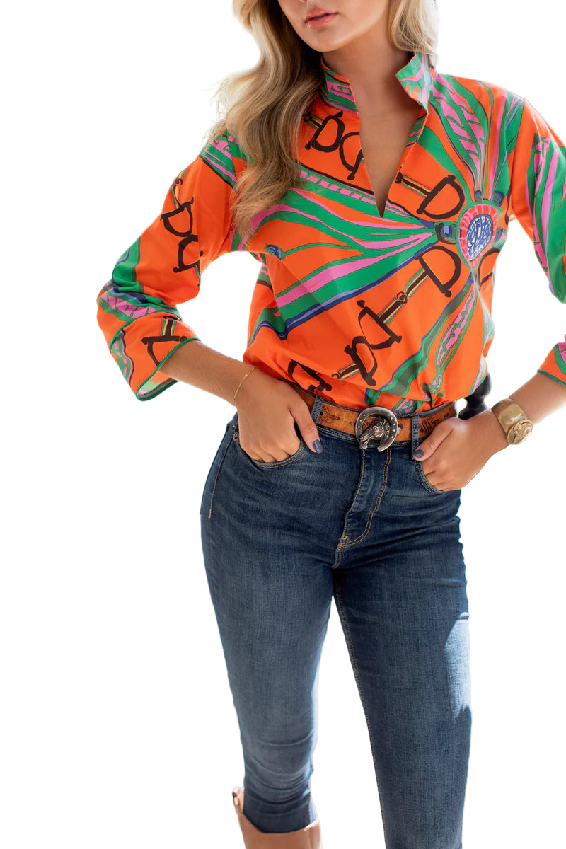 HOUSE OF MBR Estate Orange Jacks Top