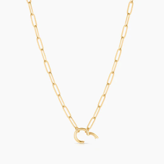 Finn Paperclip Charm Necklace - Up to 18"