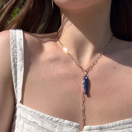 THATCH Fortuna Lapis Charm Lariat Necklace