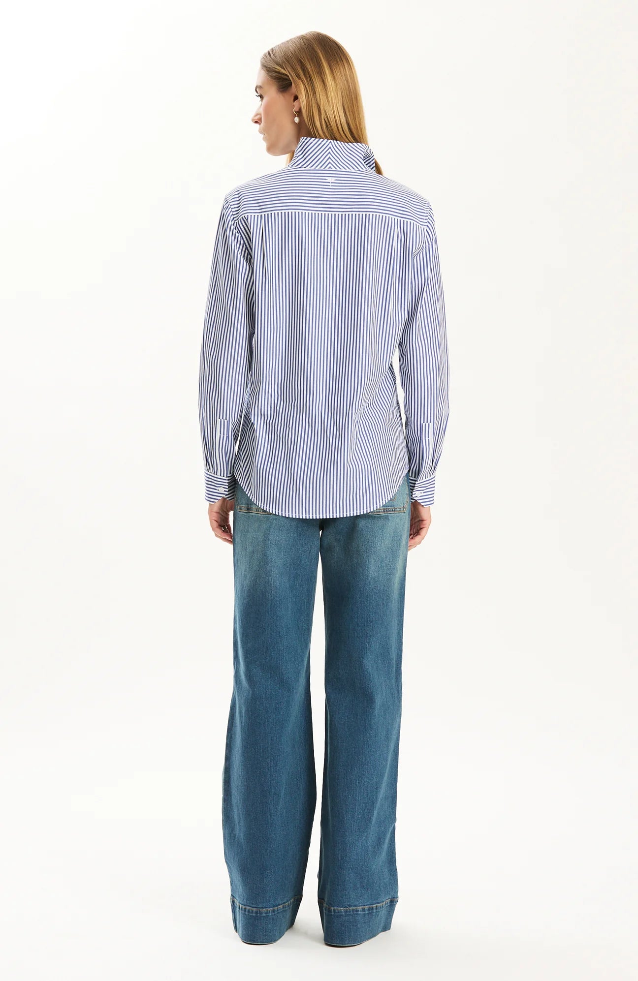 Tyler Boe Natalie Sateen Shirt | Cobalt Stripe