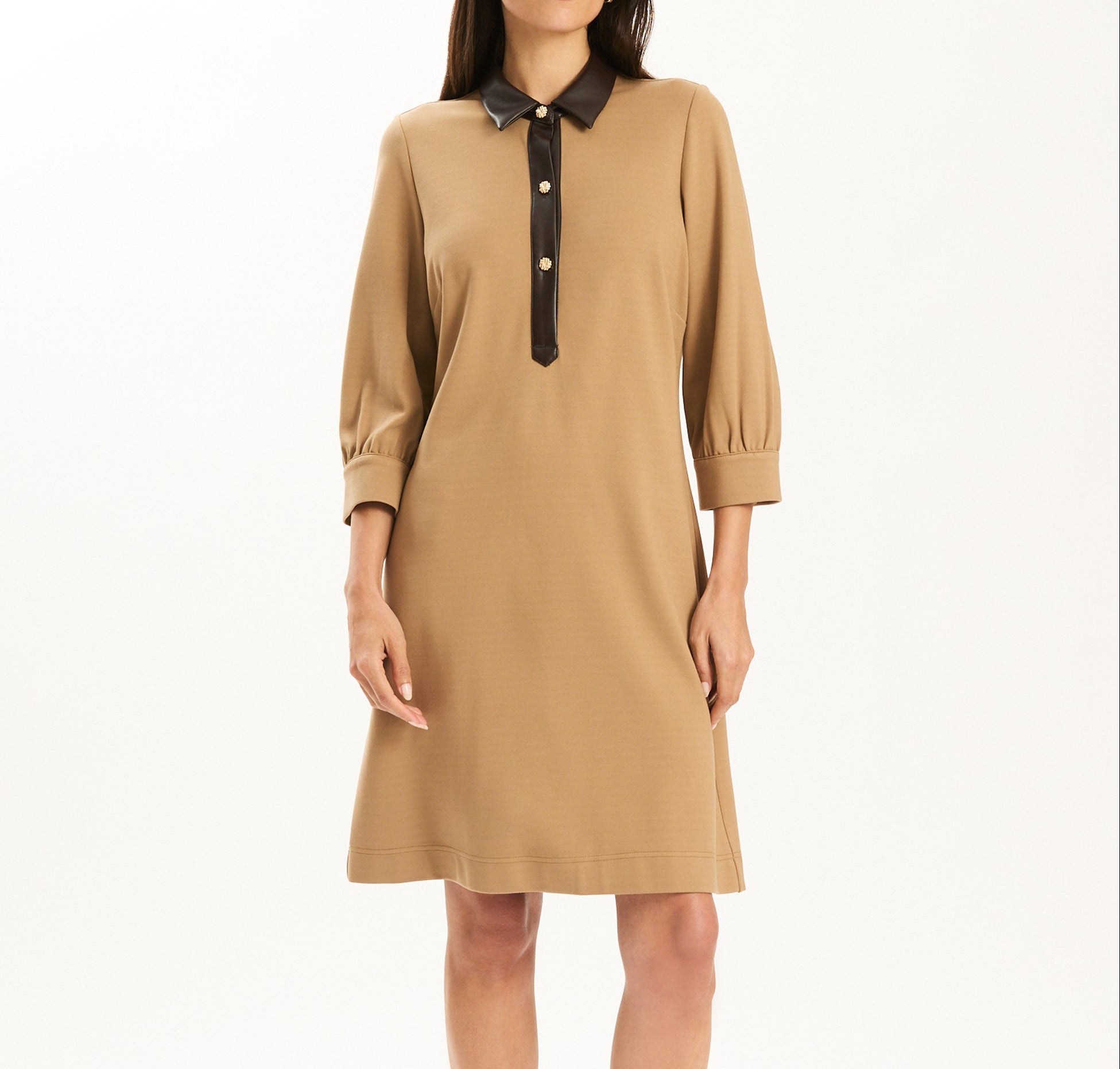 Tyler Boe Kat Ponte Dress with Gold Buttons