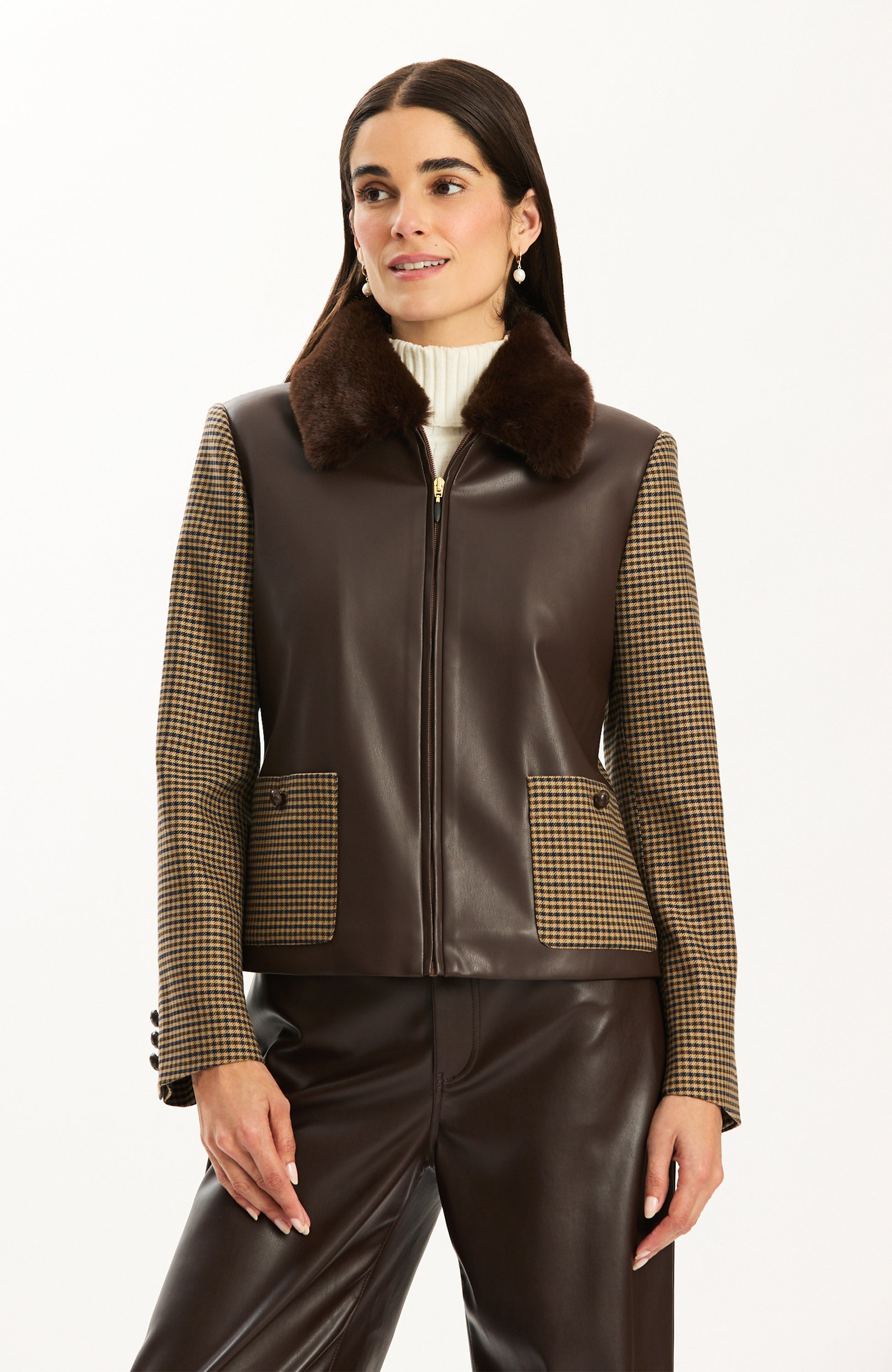 Tyler Böe Lucy Mixed Media Jacket - Dark Brown