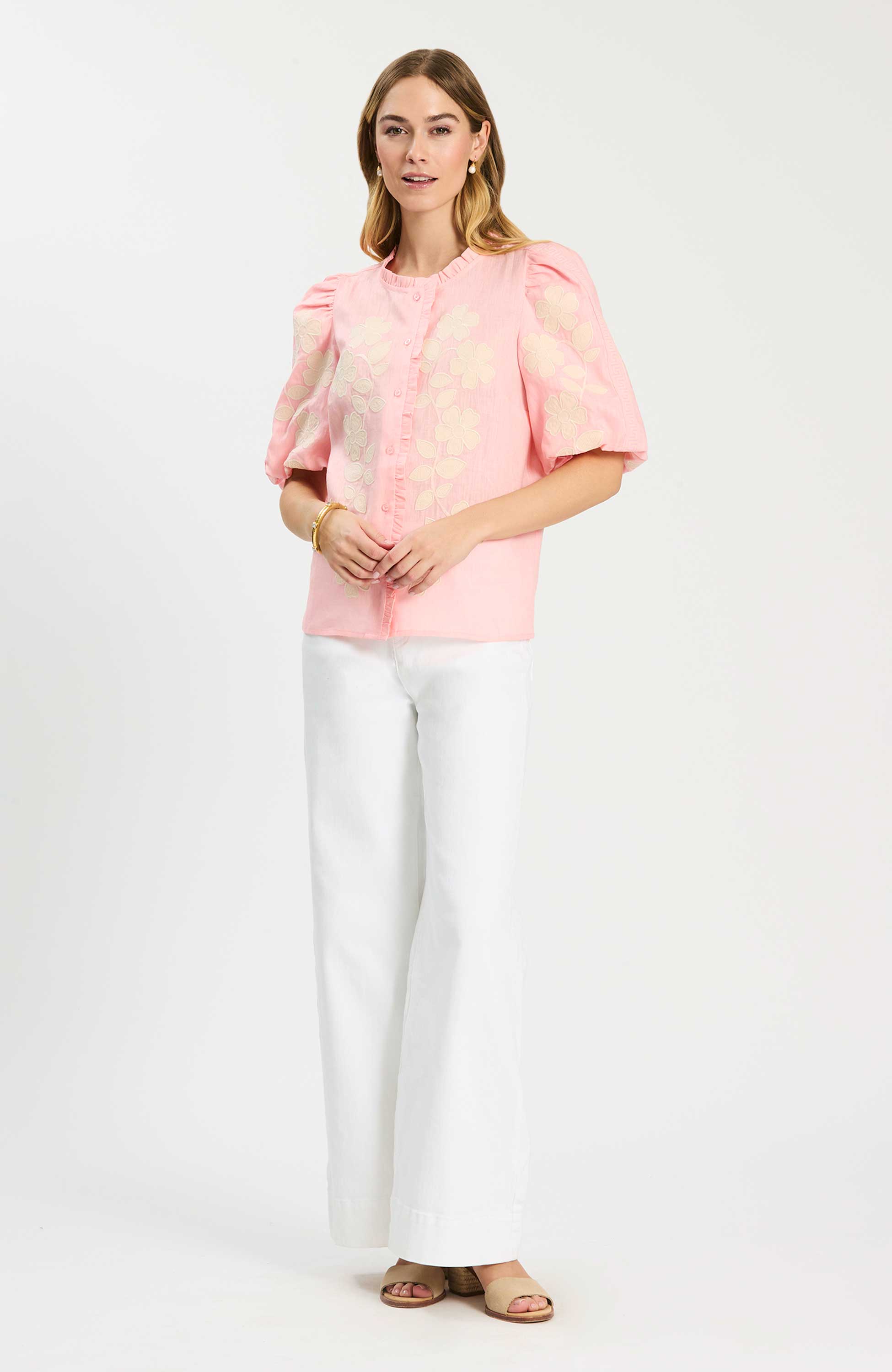 Tyler Boe - Tai Applique Top - Pale Rosette