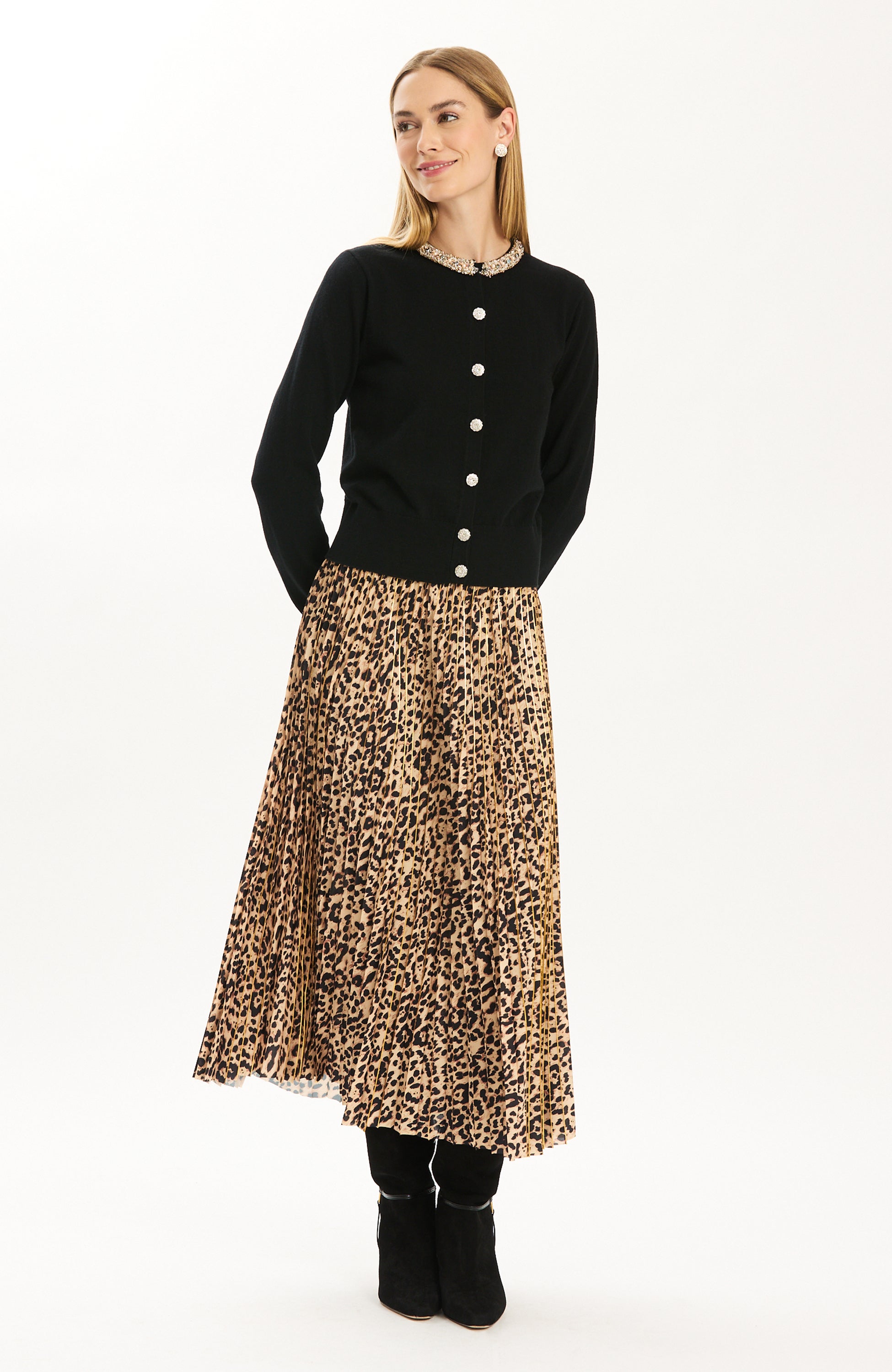 Tyler Boe Cara Charmeuse Animal Print Skirt