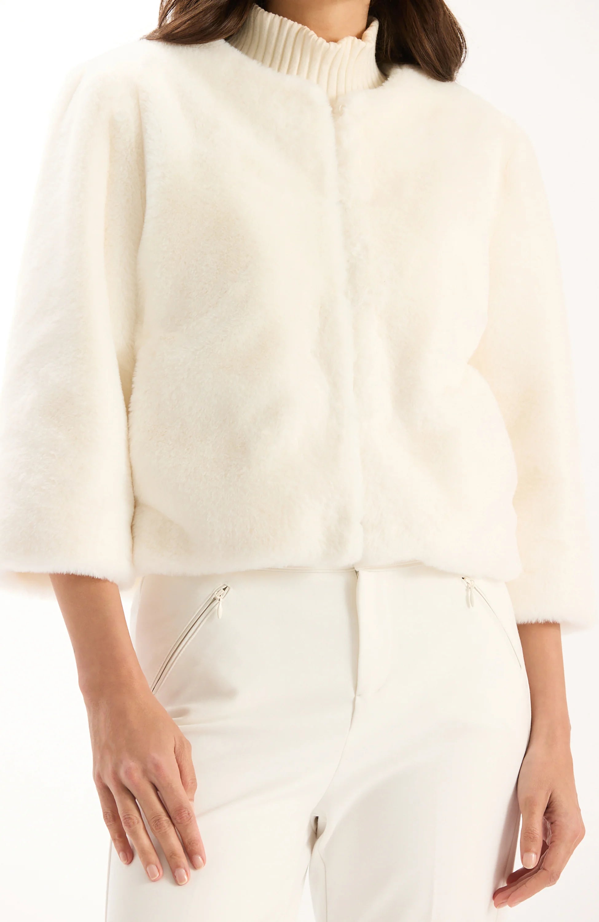 TYLER BÖE Aspen Faux Fur Jacket - Ivory
