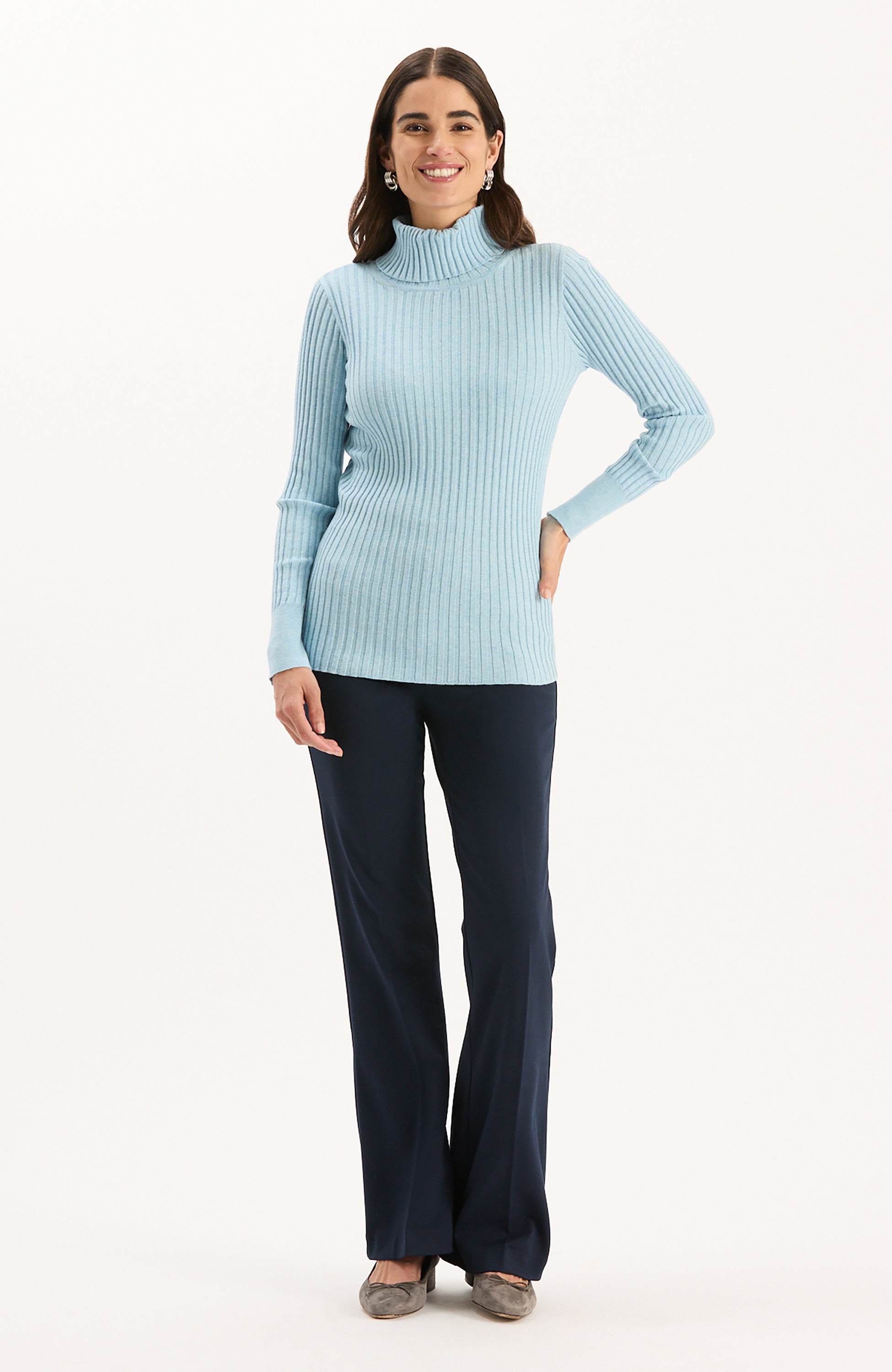 TYLER BÖE Cotton Cashmere Turtleneck - Dream Blue