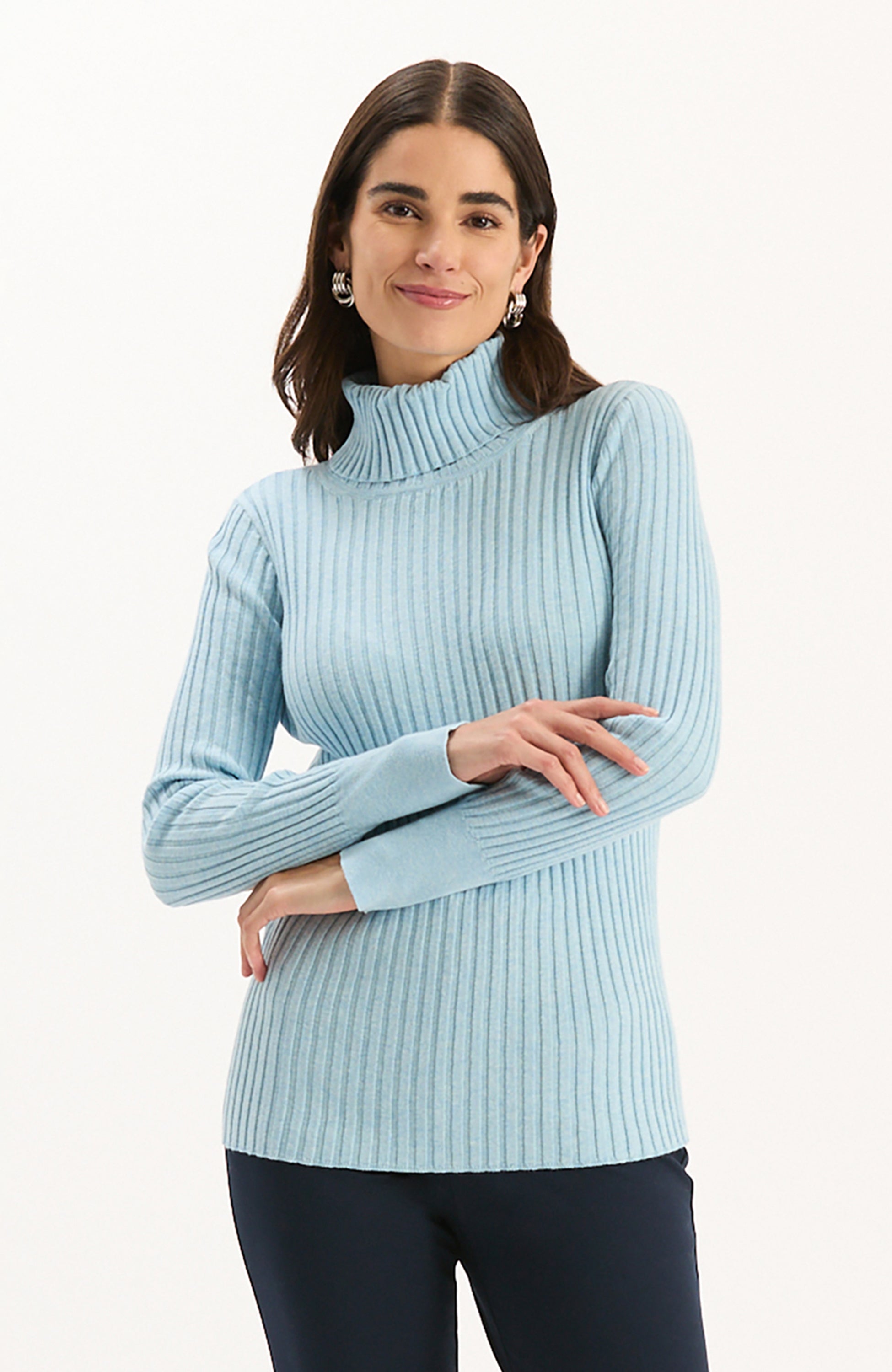 TYLER BÖE Cotton Cashmere Turtleneck - Dream Blue