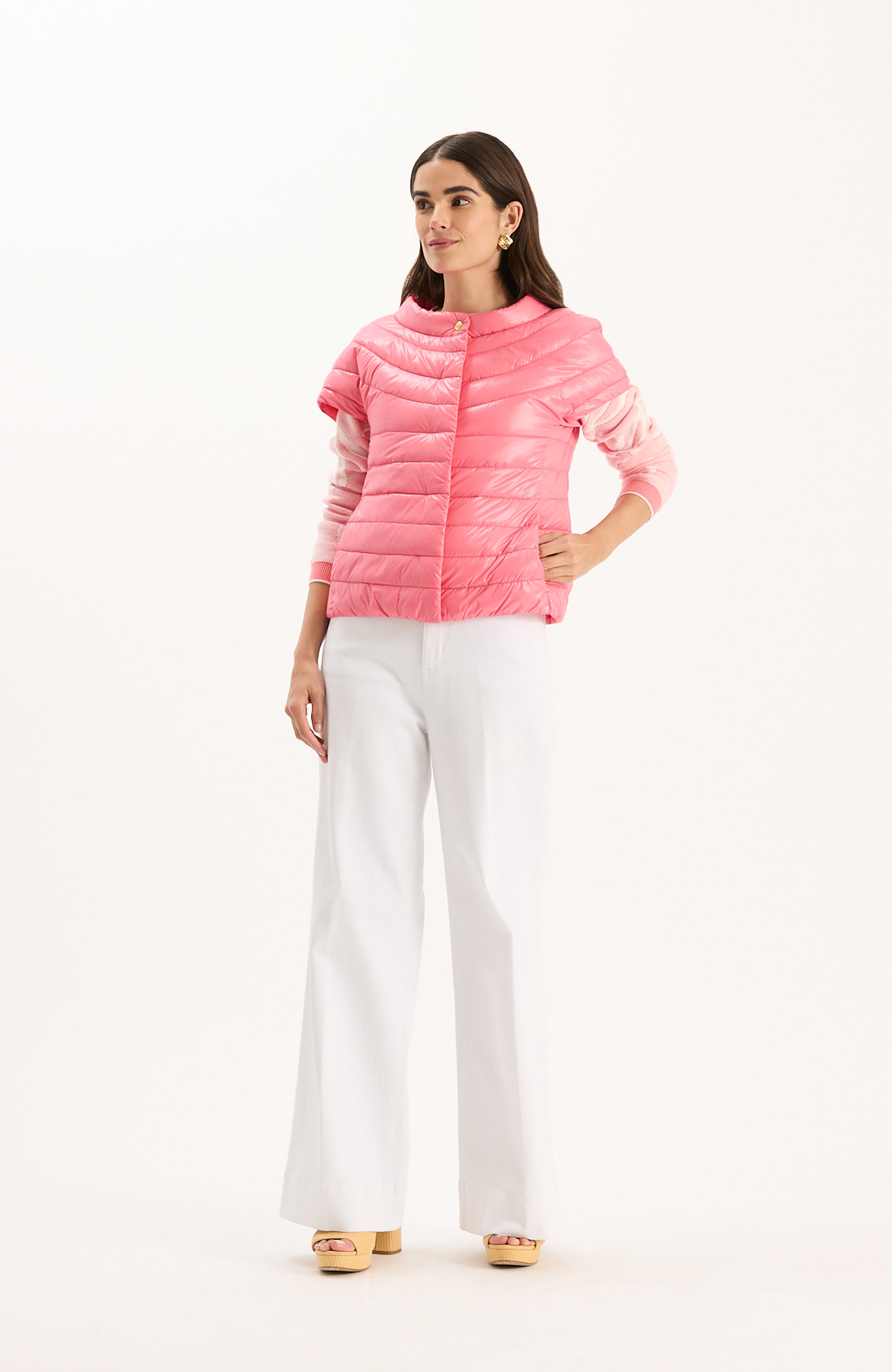 Tyler Boe Coral Cap Sleeve Quilted Jacket