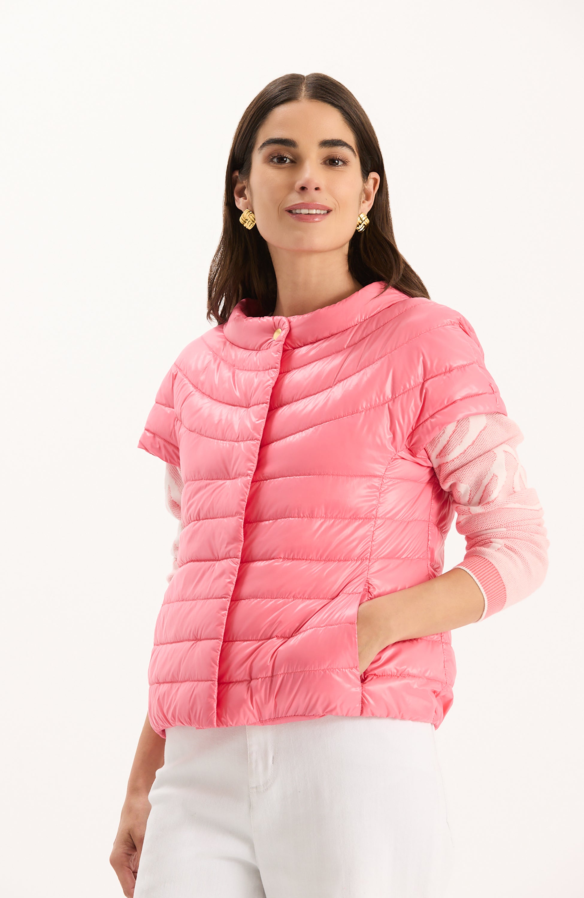 Tyler Boe Coral Cap Sleeve Quilted Jacket