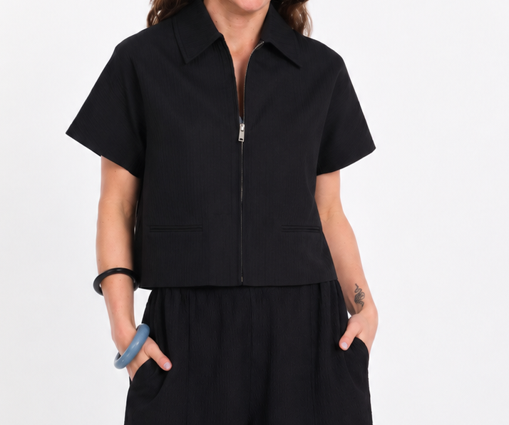 Gianni  Crop Jacket - Black or Chartruese