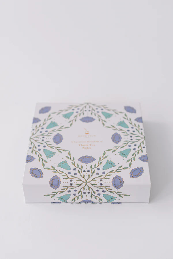 Folk Pattern Luxury Stationery Set | Green/Blue