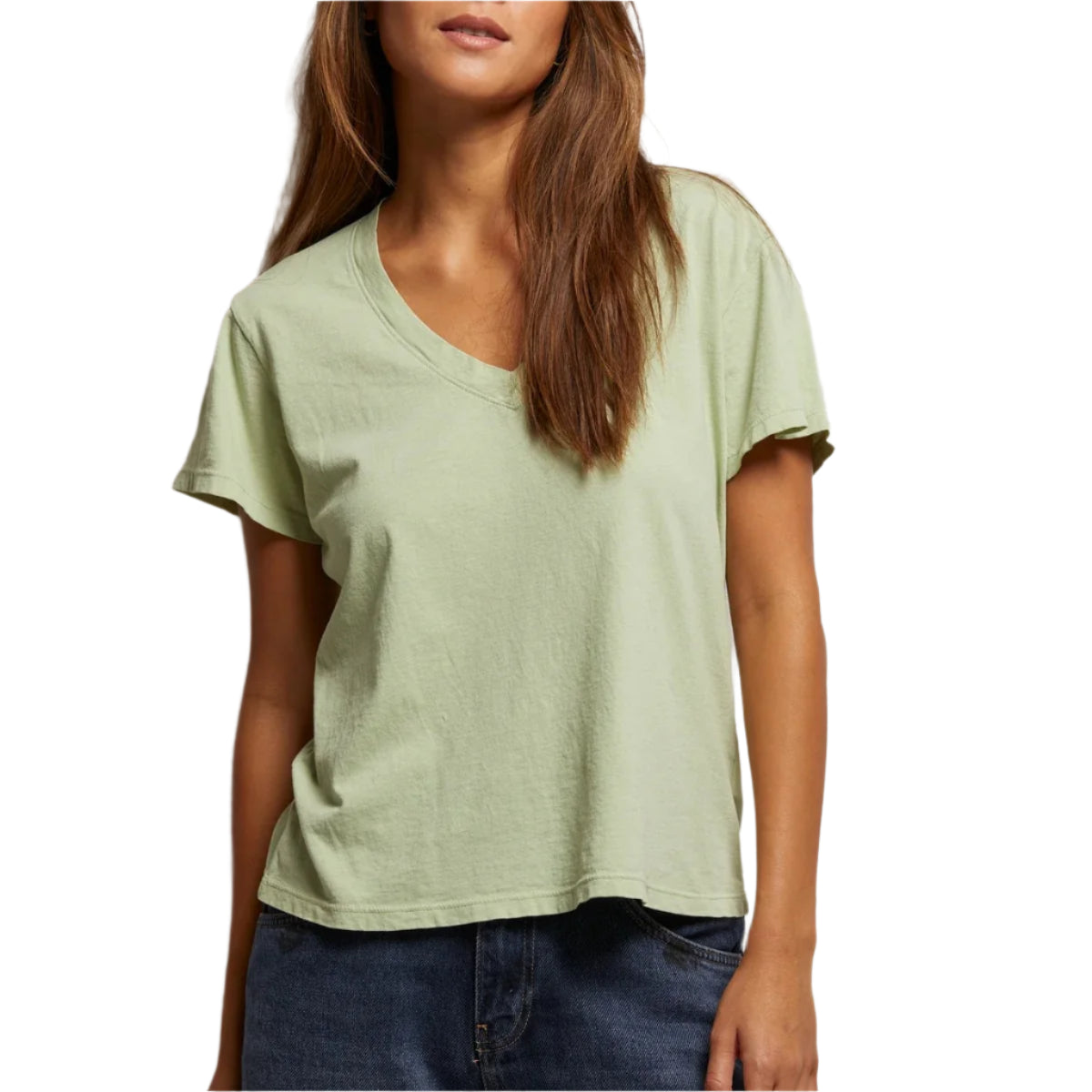perfectwhitetee boxy v neck tee - pistachio