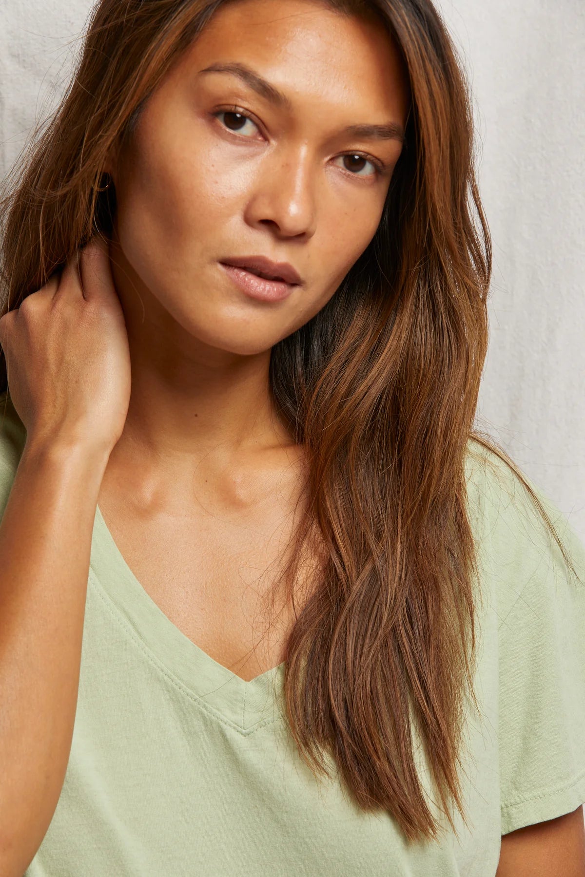 perfectwhitetee boxy v neck tee - pistachio