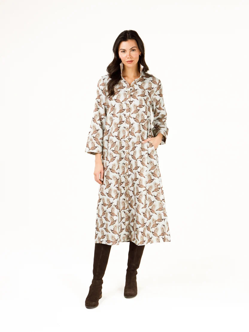 Holly Shae Adele Dress | Field & Quail Mini Brown on Green Field