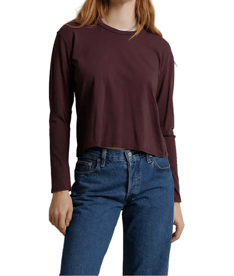 Perfect White Tee Harley Long Sleeve Boxy Crew Tee | Cherry Lacquer