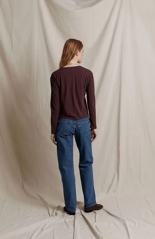 Perfect White Tee Harley Long Sleeve Boxy Crew Tee | Cherry Lacquer
