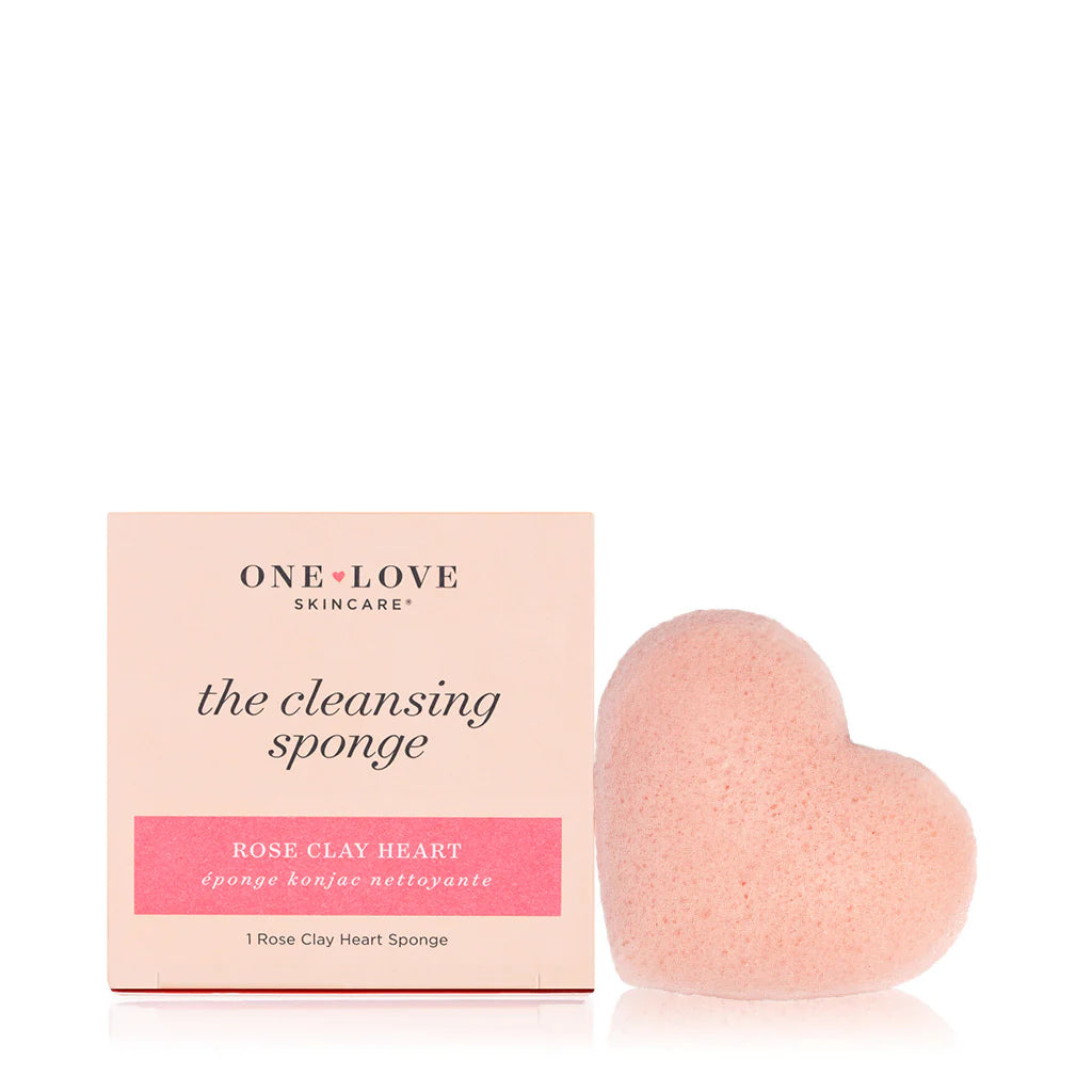 One Love Organics -The Cleansing Sponge Rose Clay Heart