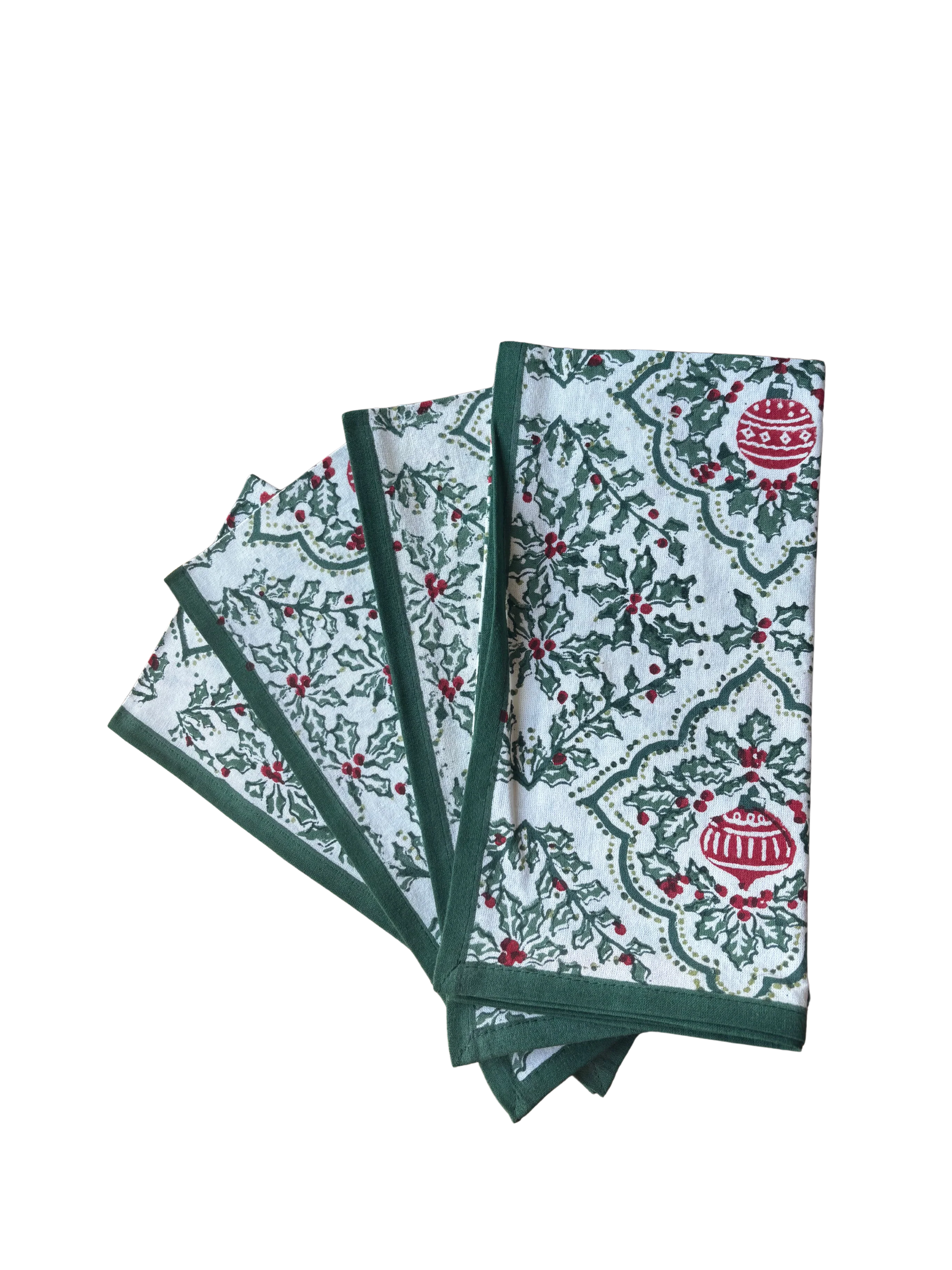 Pomegranate Holly Ornament Napkin Set of 4