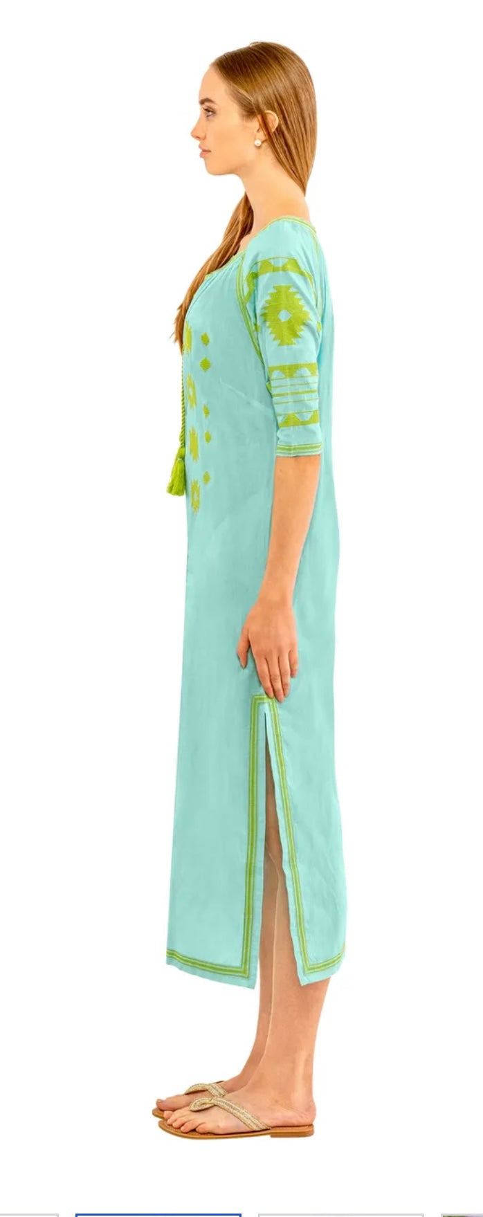 Gretchen Scott Montezuma Midi Dress - Turquoise/Lime