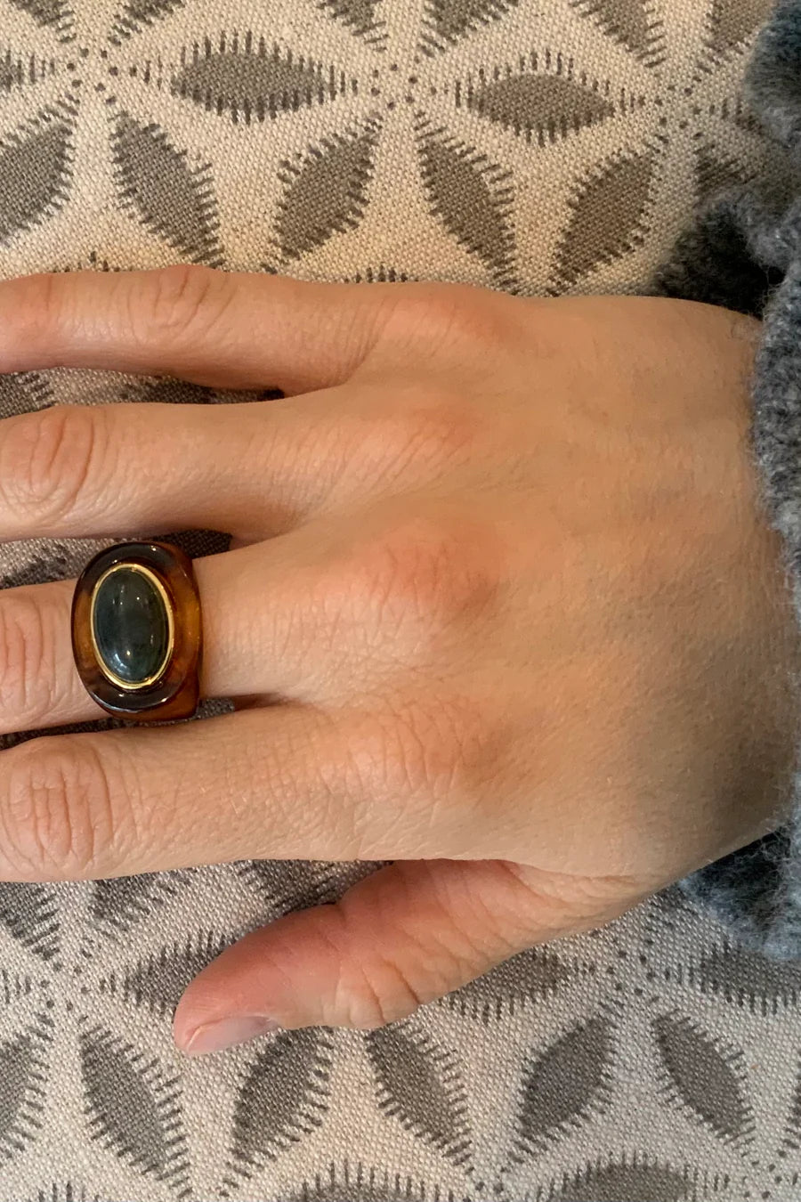 Lucas Jack Tortoise Shell Resin Ring - Labradorite