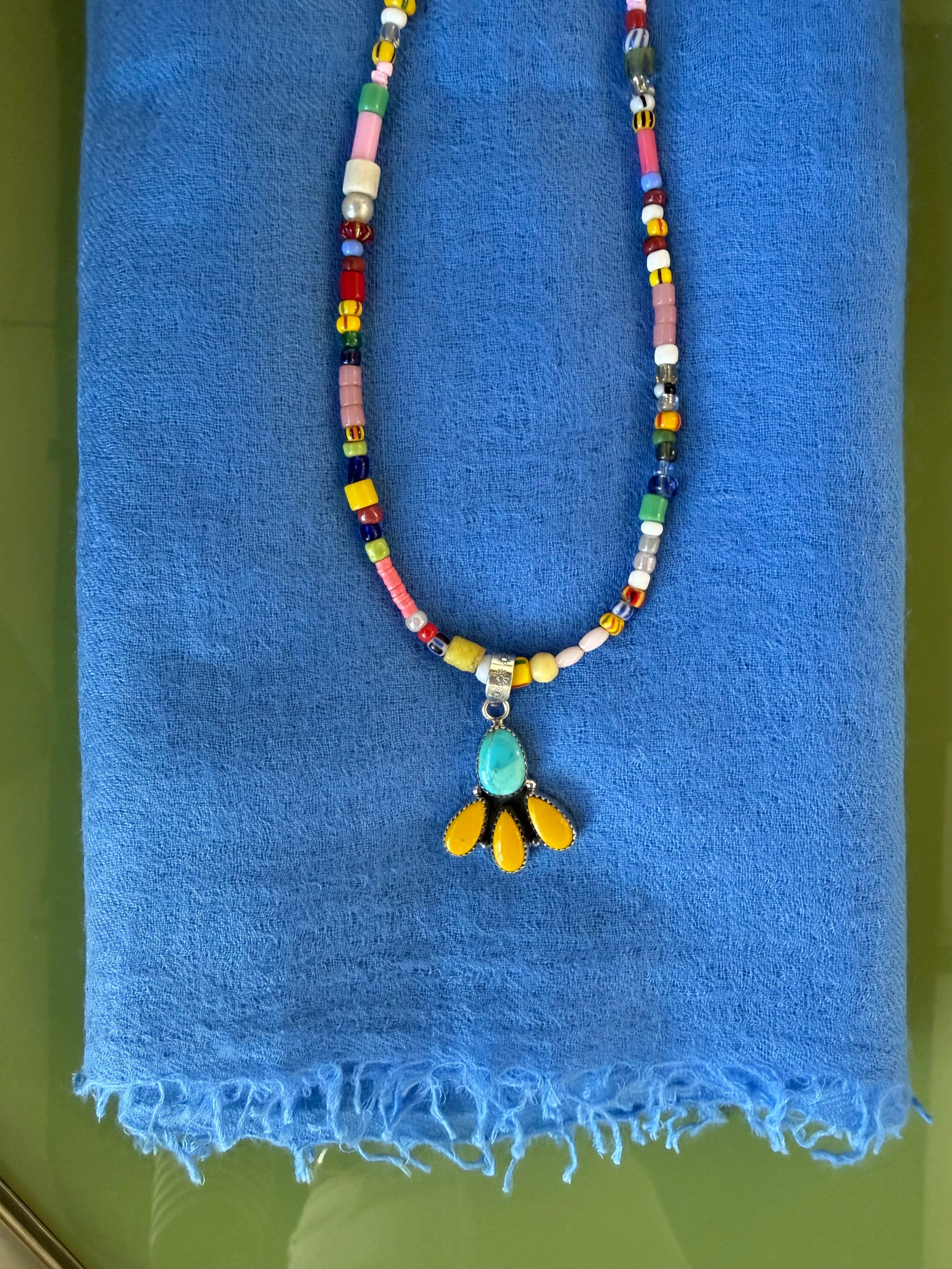Turquoise and Yellow Drop Necklace