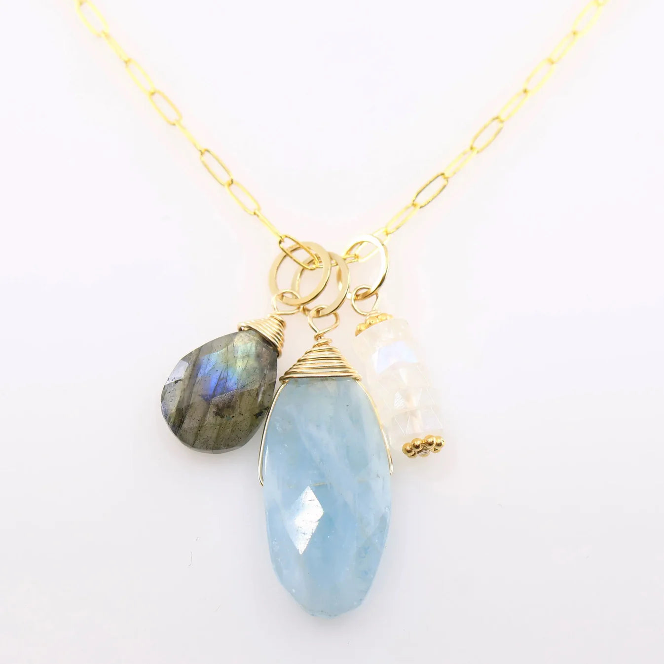 J. Mills 3 Gemstone Charm Necklace
