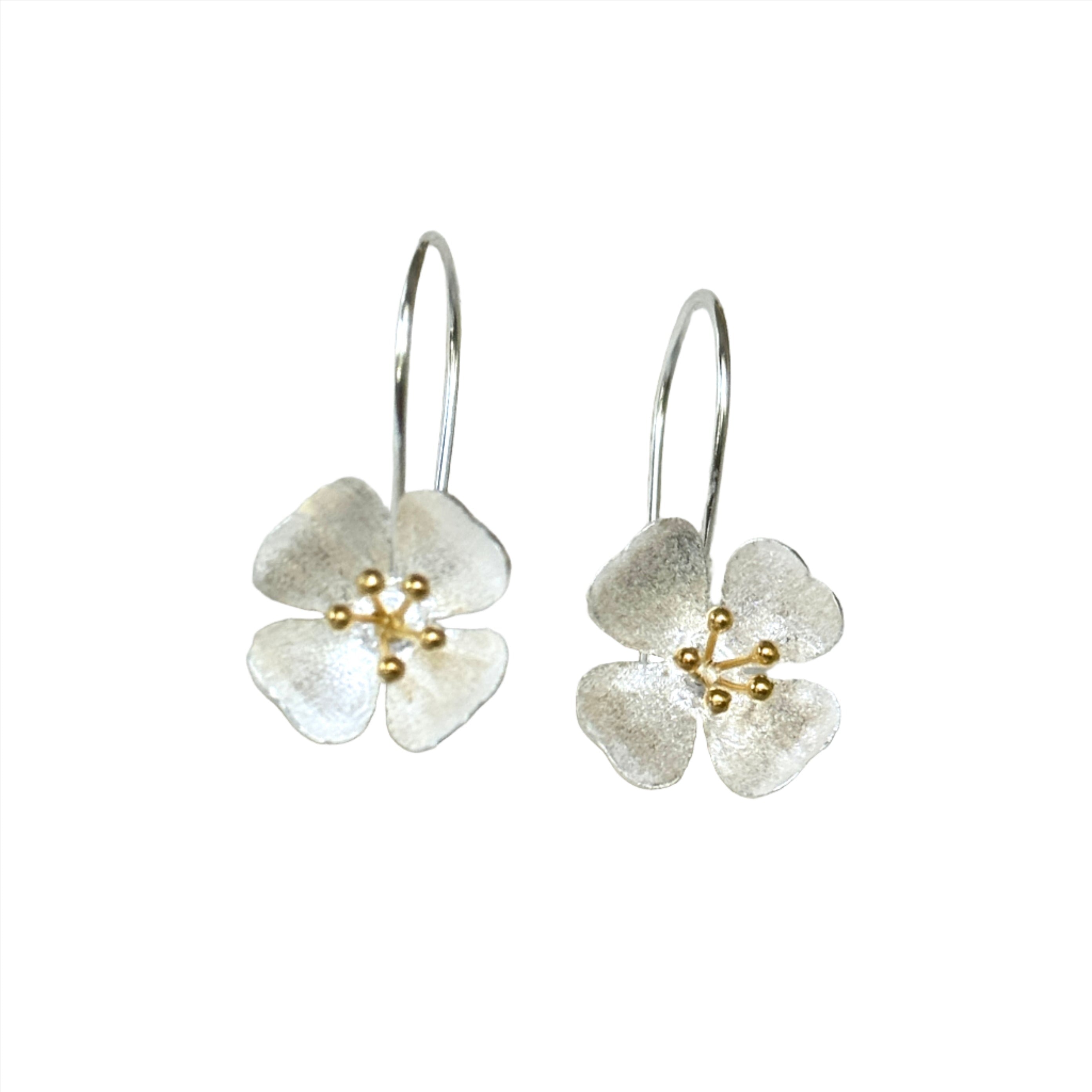 Sterling 4 Petal Flower Earring
