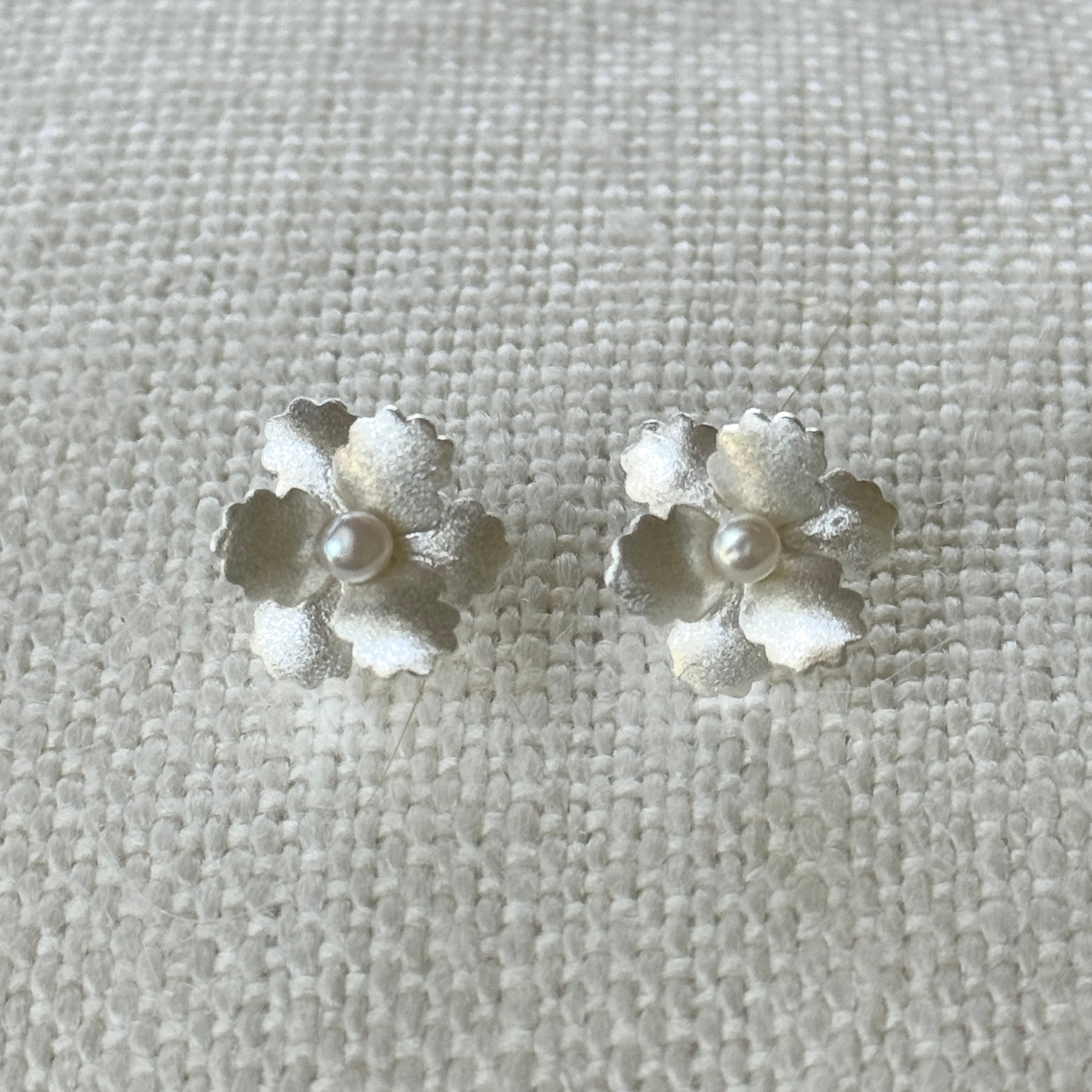 Pearl center Petite Flower Stud (gold or silver)