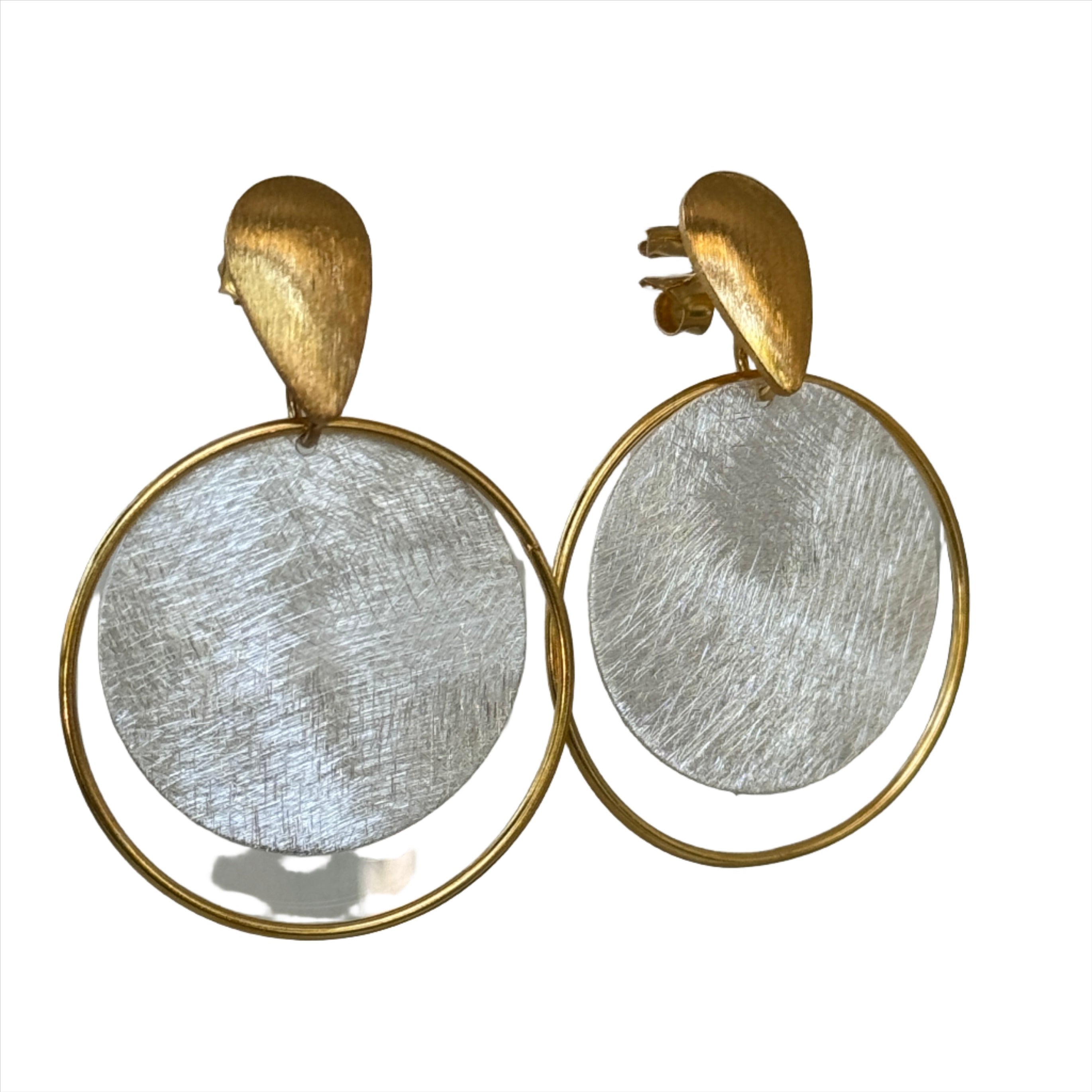 Gold & Silver Double Circle Earring