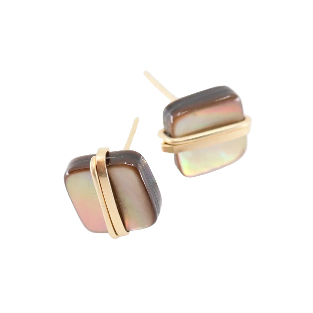 J.Mills Mocha Abalone Square Earrinfg