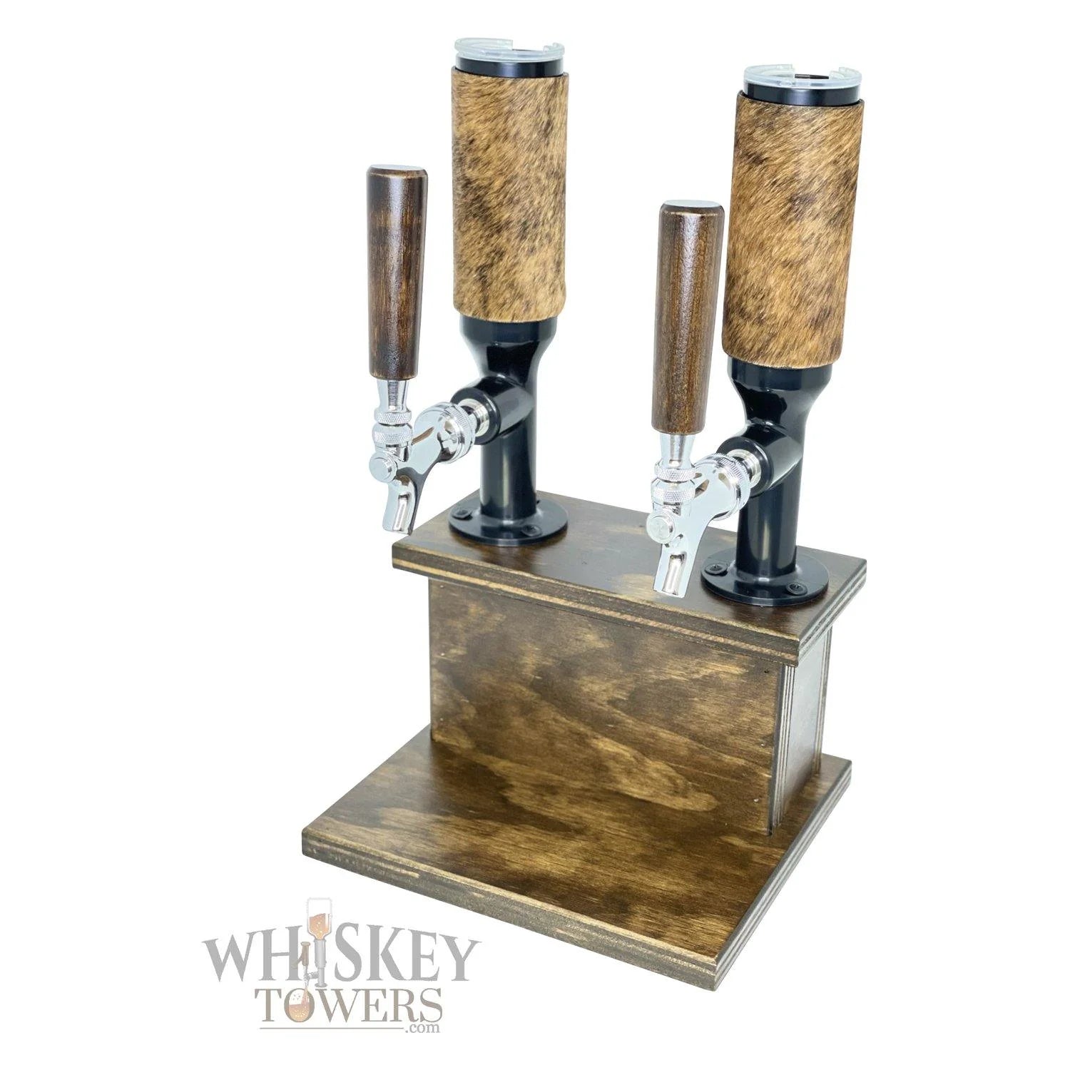 Wood & Cowhide Double Tower Black - Two Variants