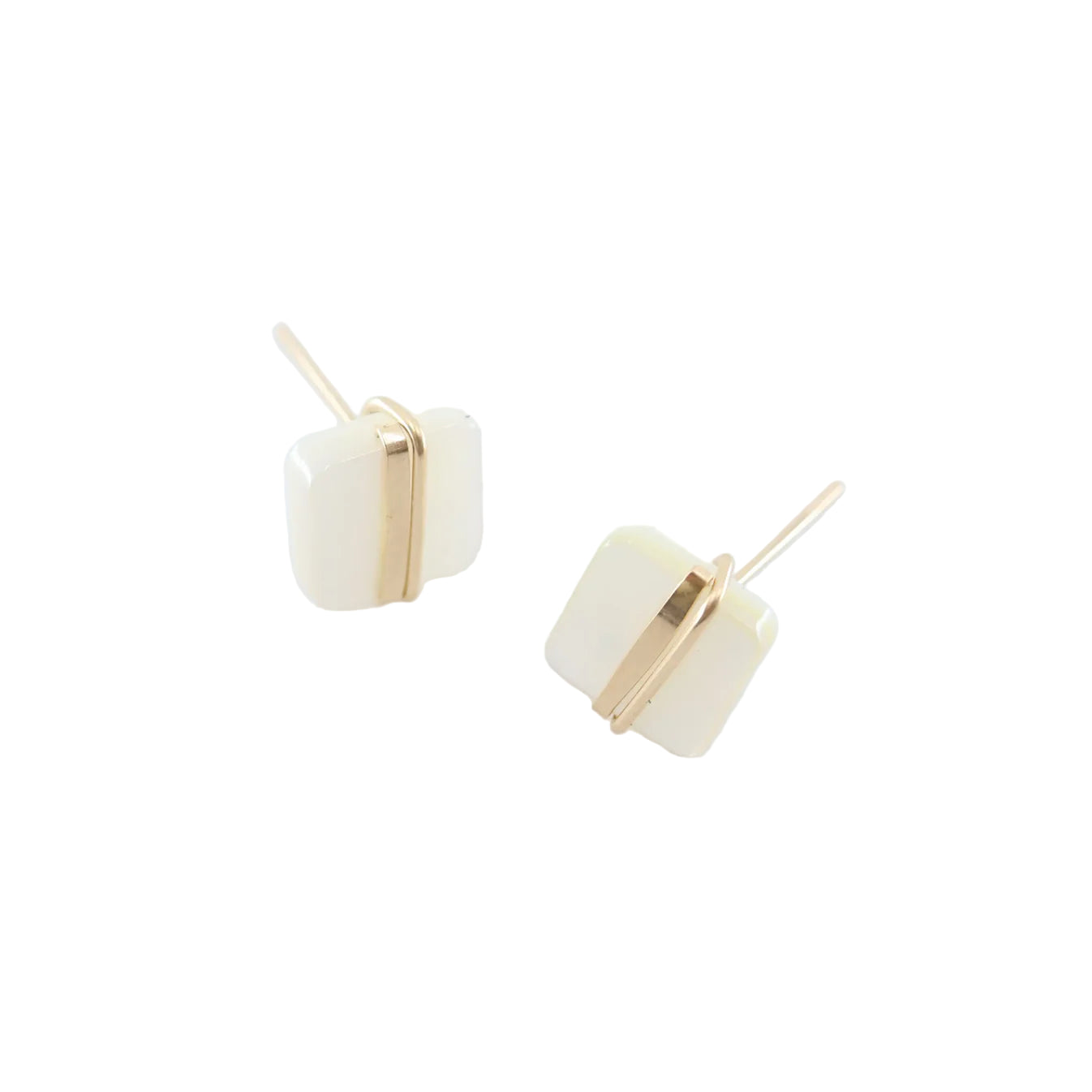 J. Mills Square MOP Wire Wrapped Earrings