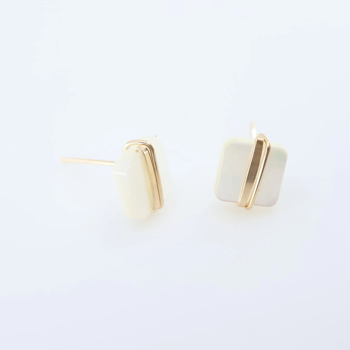 J. Mills Square MOP Wire Wrapped Earrings