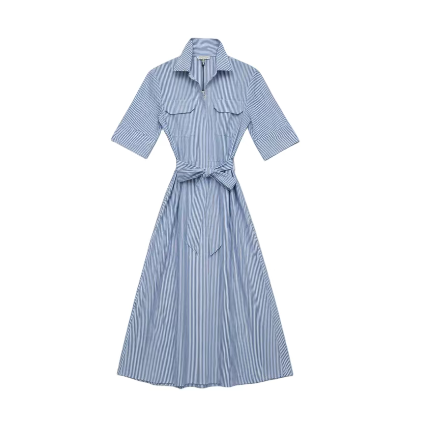 Audrey Dress - Blue and White Stripe