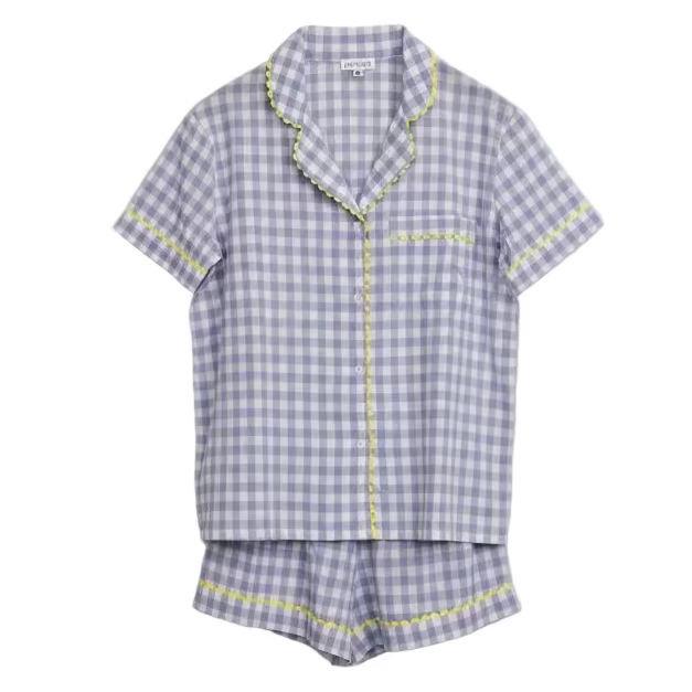 Lenora Classic Gingham Short Pajamas - Lavender